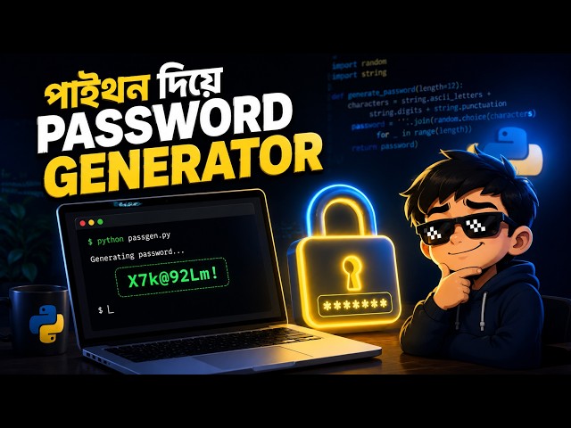 পার্ট ৪০ | Password Generator-এর মূল Function বানানো! Python tutorial for beginners in Bangla
