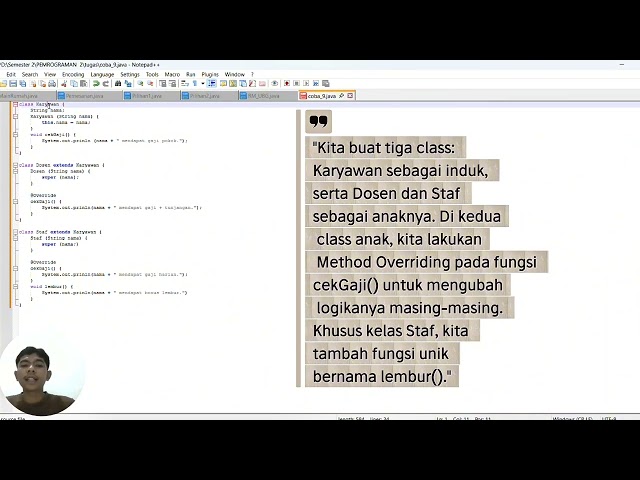 Implementasi Dynamic Polymorphism dan Method Overriding pada Pemrograman Java.