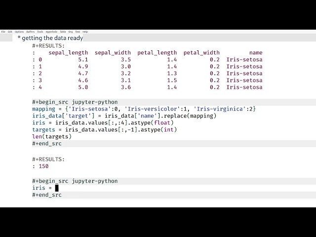 getting data ready pandas with emacs and python