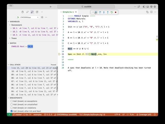 Halt (Break) on Init and Next when the next-state relation is false