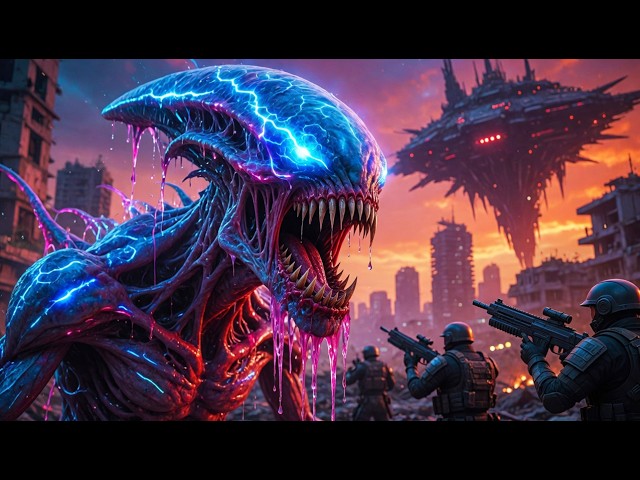 An alien mothership looms over the globe; doomsday warriors fight back.