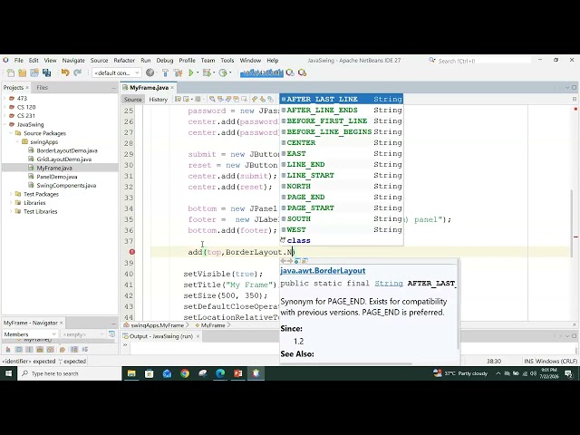 JPanel - user login Example