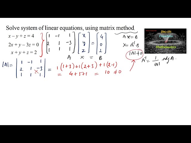 Solve system of linear equations using matrix method x-y+z=4 ;2x+y-3z=0|Determinants|Matrices|NCERT