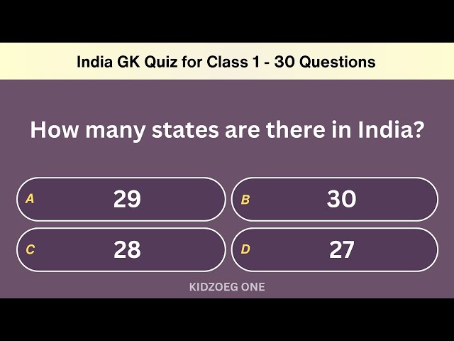 India GK Quiz for Class 1 | 30 Questions | Independence Day & Republic Day Special | Kids Quiz India