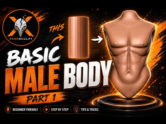Basic Male Body in ZBrush | Part 1 | Beginner Sculpting Tutorial (Step-by-Step)