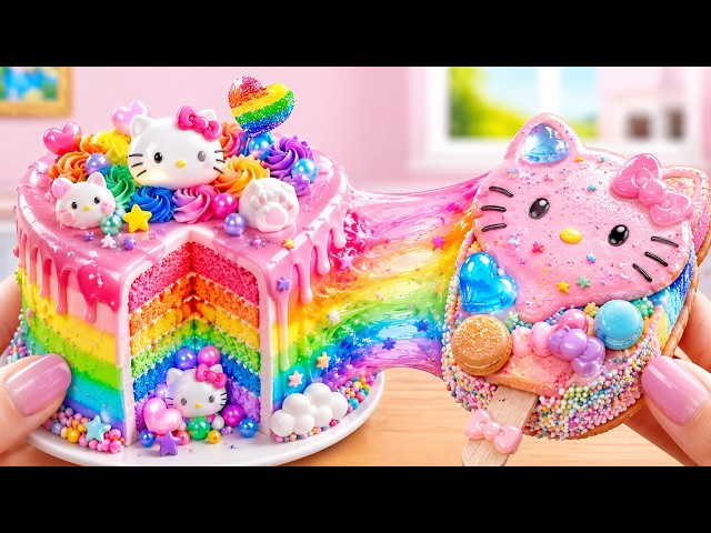 Sweet Hello Kitty Rainbow Candy Cake 🎀🌈🍭 Satisfying Colorful Candy Dessert Decorating