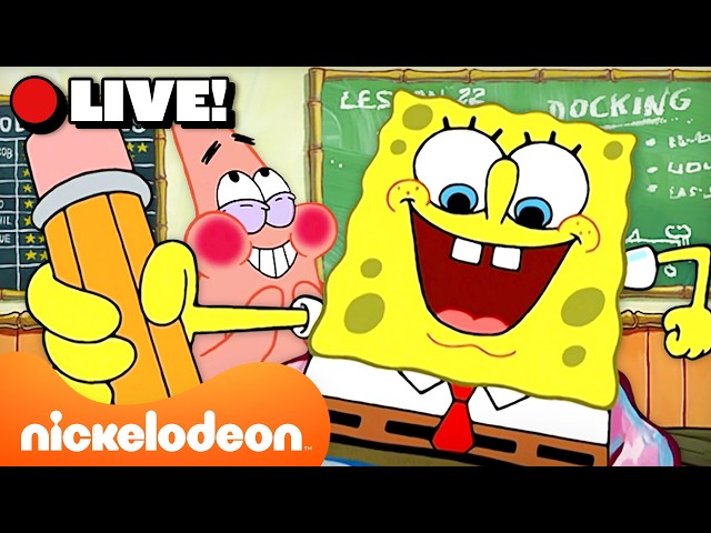 🔴 LIVE: Bikini Bottom Back to School MARATHON! ✏️ | SpongeBob | Nicktoons