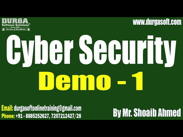 Cyber Security tutorials || Demo - 1 || by Mr. Shoaib Ahmed On 05-10-2026 @8PM (IST)