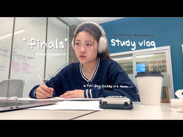 STUDY VLOG: locking myself in a library room for a whole day to study for finals :)