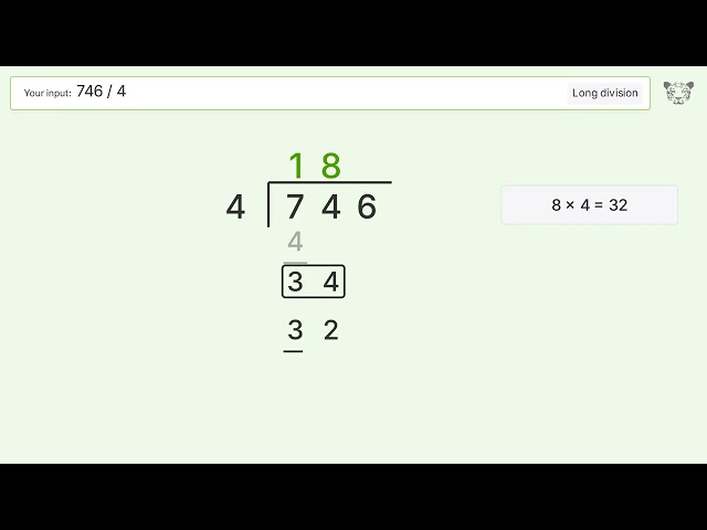 Long Division Problem 746/4: Step-by-Step Video Solution