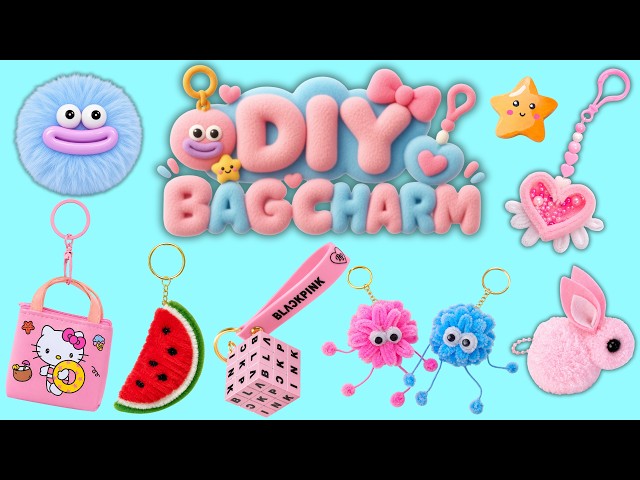 10 CUTE DIY Bag Charms & Keychains 🎀 Hello Kitty, Kuromi & Kawaii Crafts | Girl Crafts