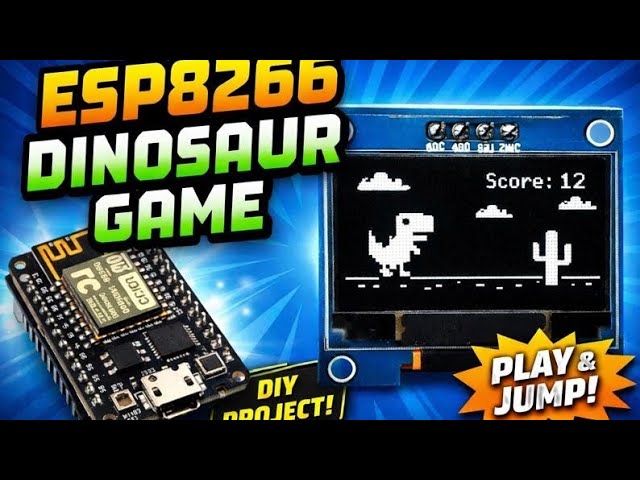ESP8266 Dino Game on OLED Display🔥 | DIY Arduino Game Project | Push Button Jump Game