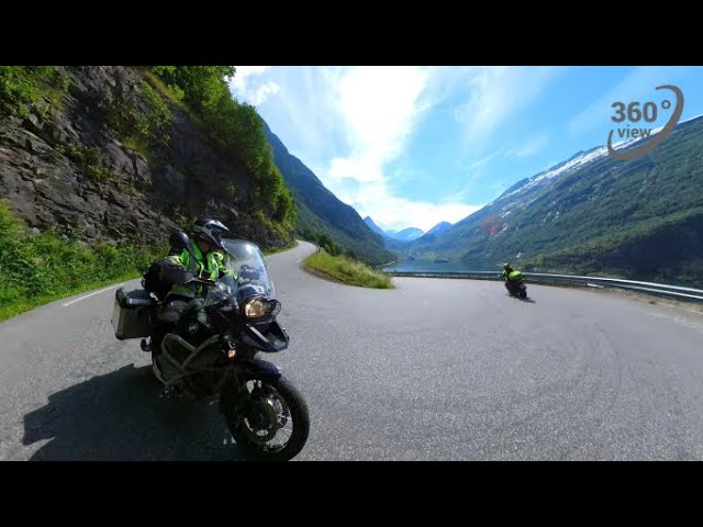 360 video Driving down to Geiranger Norway Motorcycle