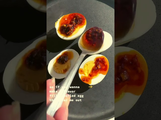 Boiled egg with garlic chili oil #shorts