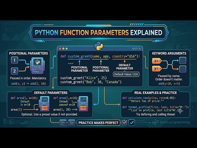Python Function Parameters Explained for Beginners | Real Examples & Practice