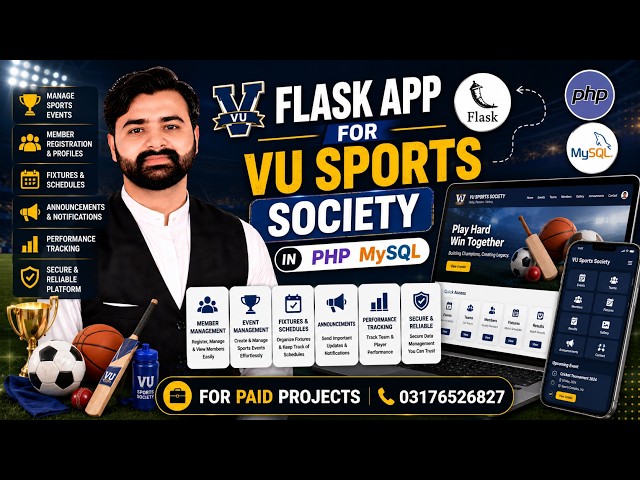 VU Sports Society Flask App Using Python | CS619 Complete Final Year Project