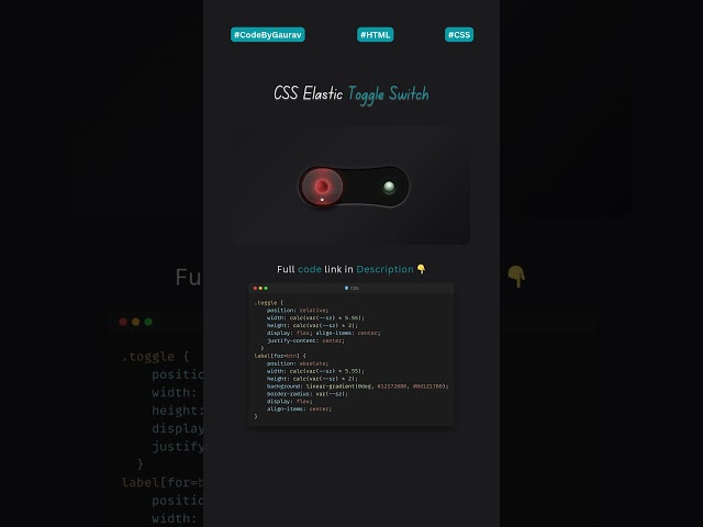 🔥 CSS Toggle Switch with Smooth Elastic Animation! #webdevelopment #coding #animation #shorts