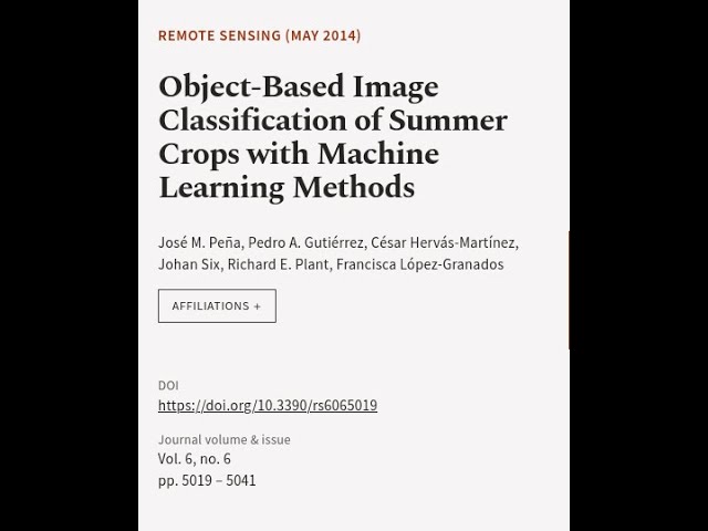 Object-Based Image Classification of Summer Crops with Machine Learning Methods | RTCL.TV
