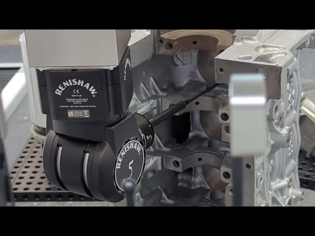 Revo 5 Axis CMM Sweep Scanning Engine Block powered by Metrolog