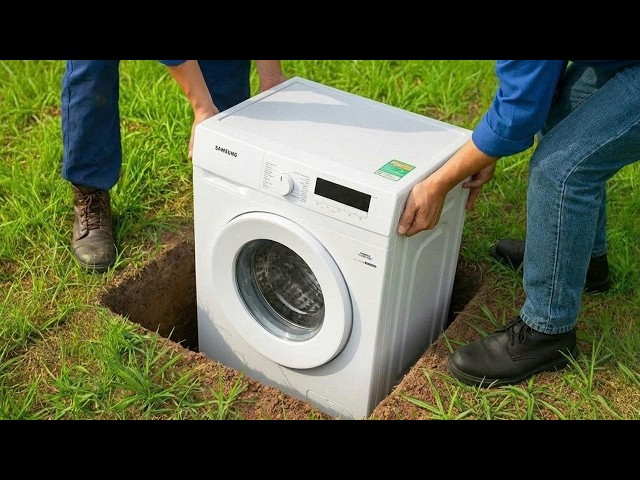 An invention that astonishes the whole world! Drop Washing Machine into a hole and see what happens