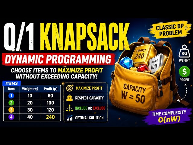 0/1 Knapsack Problem Explained | Dynamic Programming | DAA Full Tutorial