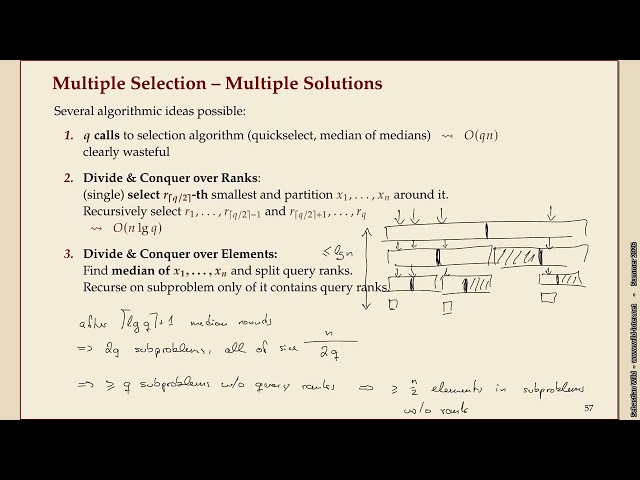 Advanced Data Structures (Summer 2026) - 02-17 Multiple selection algorithms + adaptive lower bound