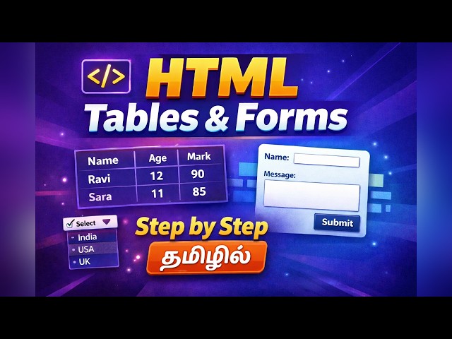 HTML Tables & Forms in Tamil 🔥 | Beginner Tutorial | Web Development Tamil