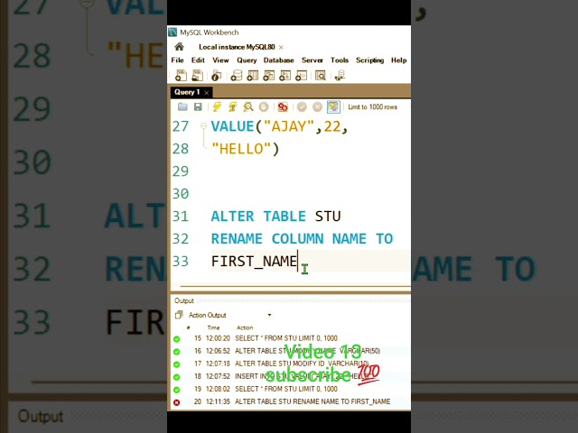 SQL Trick: Rename Column Using ALTER TABLE 😱 | #shorts #ytshorts #youtubeshorts
