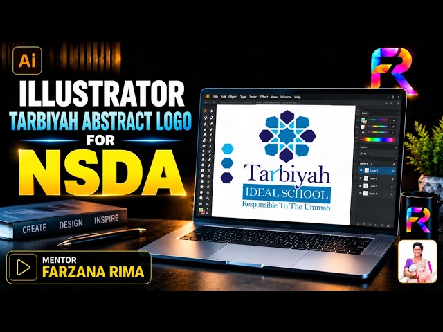 Tarbiyah Logo Design | Adobe Illustrator Tutorial | NSDA Graphic Design Level 3 | FarzanaGFX