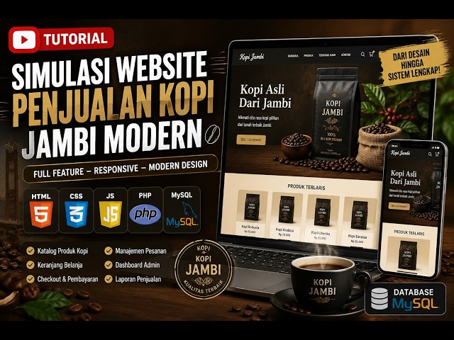 ☕Tutorial Simulasi  Website Penjualan Kopi Jambi Modern  HTML CSS JavaScript PHP MySQL