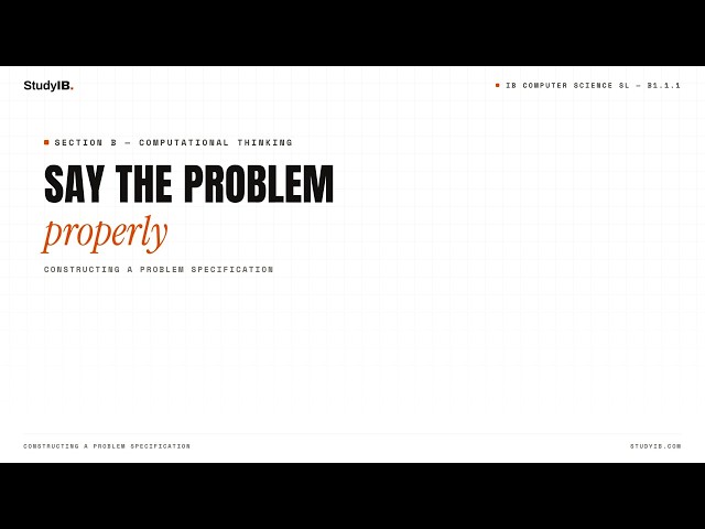 IB Computer Science SL 2027 B1.1.1 — Say the Problem…