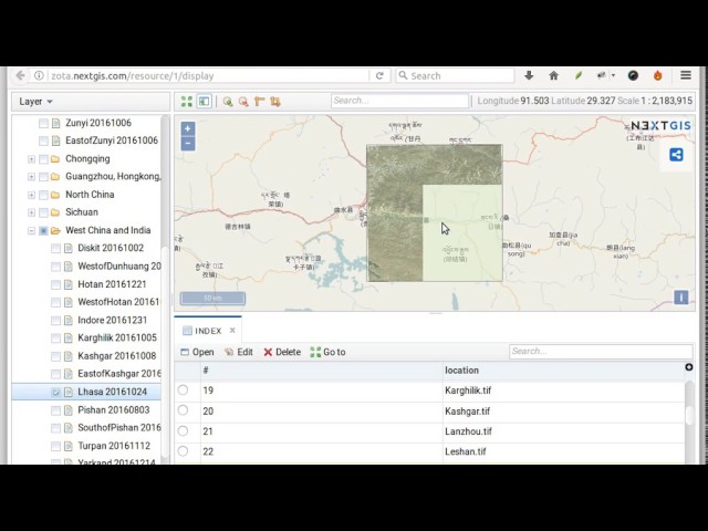 Embedded data tables in nextgis.com Web Map