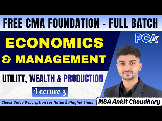 L3. Utility, Wealth & Production | Economics & Management | MBA Ankit Choudhary | CMA Foundation#cma