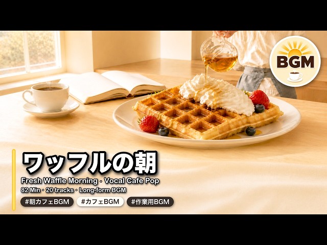 Morning Cafe Music for Work & Study ☕🧇 Fresh Waffle Breakfast | Vocal Jazz Pop 82 Min | 焼きたてワッフルの朝