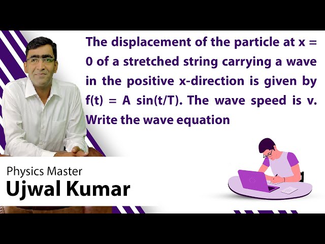 The displacement of the particle at x = 0 of a stretched string carrying a wave in the positive x-di