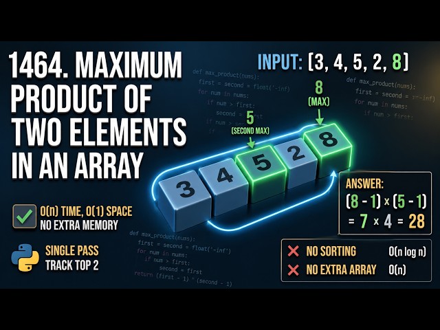 LeetCode 1464. Maximum Product of Two Elements in an Array | Three Solutions