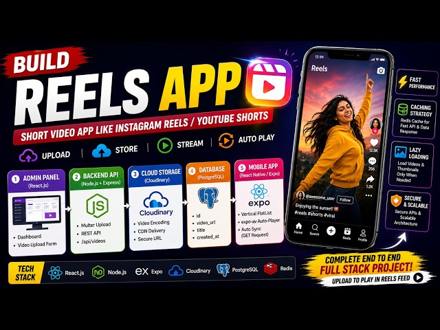 Build a Reels App Like Instagram & YouTube Shorts 🚀 | React Native + Node.js + Cloudinary