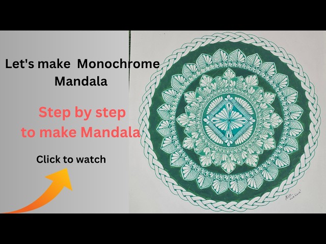 Monochrome Mandala Art | Mesmerizing Green Mandala Drawing | Step by step process