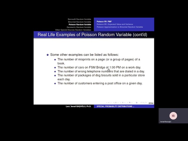 Probability Theory 30 Poisson Random Variable