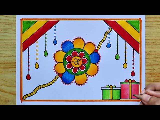 Raksha Bandhan Drawing Easy 🎨 | Rakhi Drawing for School Competition | Easy Rakhi Drawing