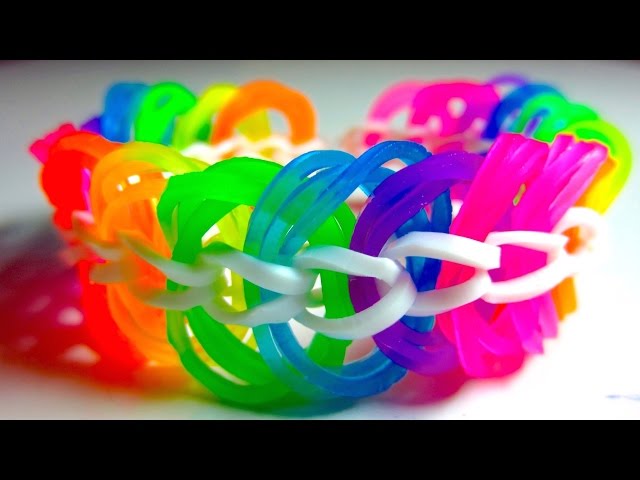 Rainbow Loom Bracelet Triple Link Chain without Loom/ with Two Pencils EASY