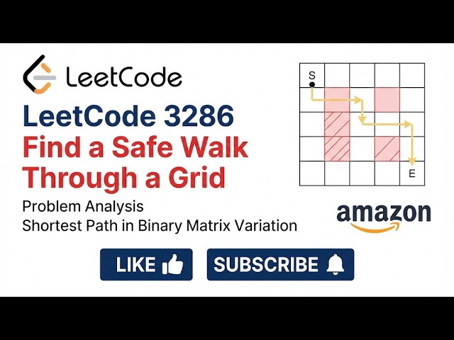 Leetcode 3286  Find a Safe Walk Through a Grid - Best Explanation Available - Medium Complexity Q