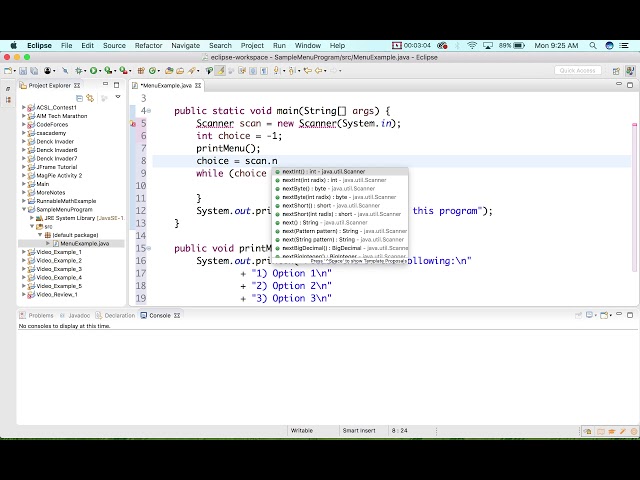 Creating a Command Line Menu/Switch Statements