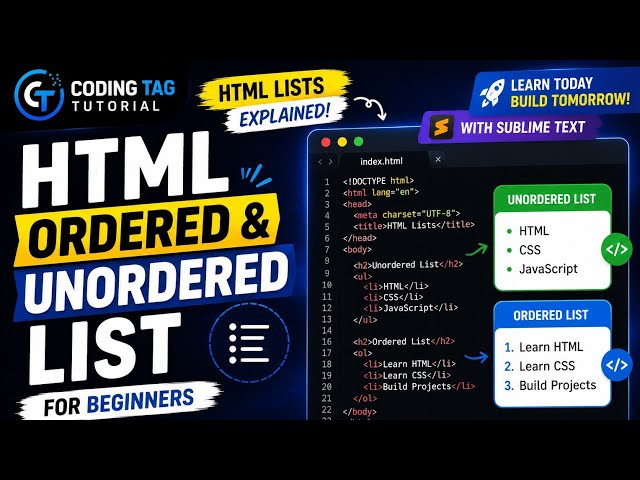 HTML Lists Explained | Ordered & Unordered Lists with Examples (Beginner Tutorial) ⭐
