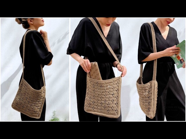 This crochet bag looks so LUXE… but it's super easy to make! 😍 Free Tutorial | Alba Bag
