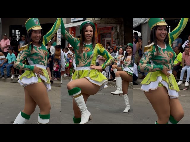 Bastoneras Ecuatorianas 😍❤️✅💚Banda Musical Amazonas #bastoneras #desfile #baile #viralshort