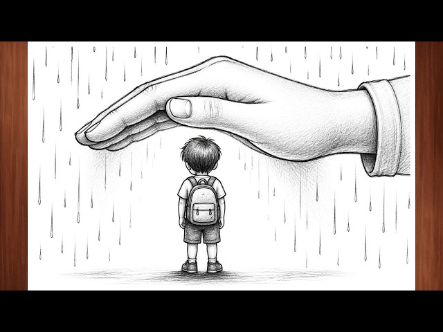 Fathers Day Drawing Tutorial | Father Love Pencil Sketch |How to Draw Protective Hand Over Child Art