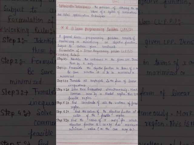 Formation of linear programming problem