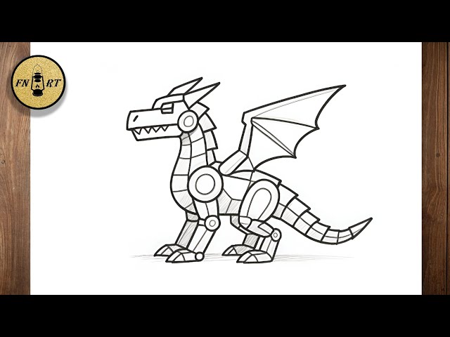 How to draw a robot dragon step by step easy
