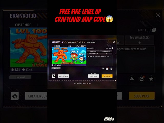 Free Fire level up craftland map code 😱 #trending #freefire #craftland #viralshort